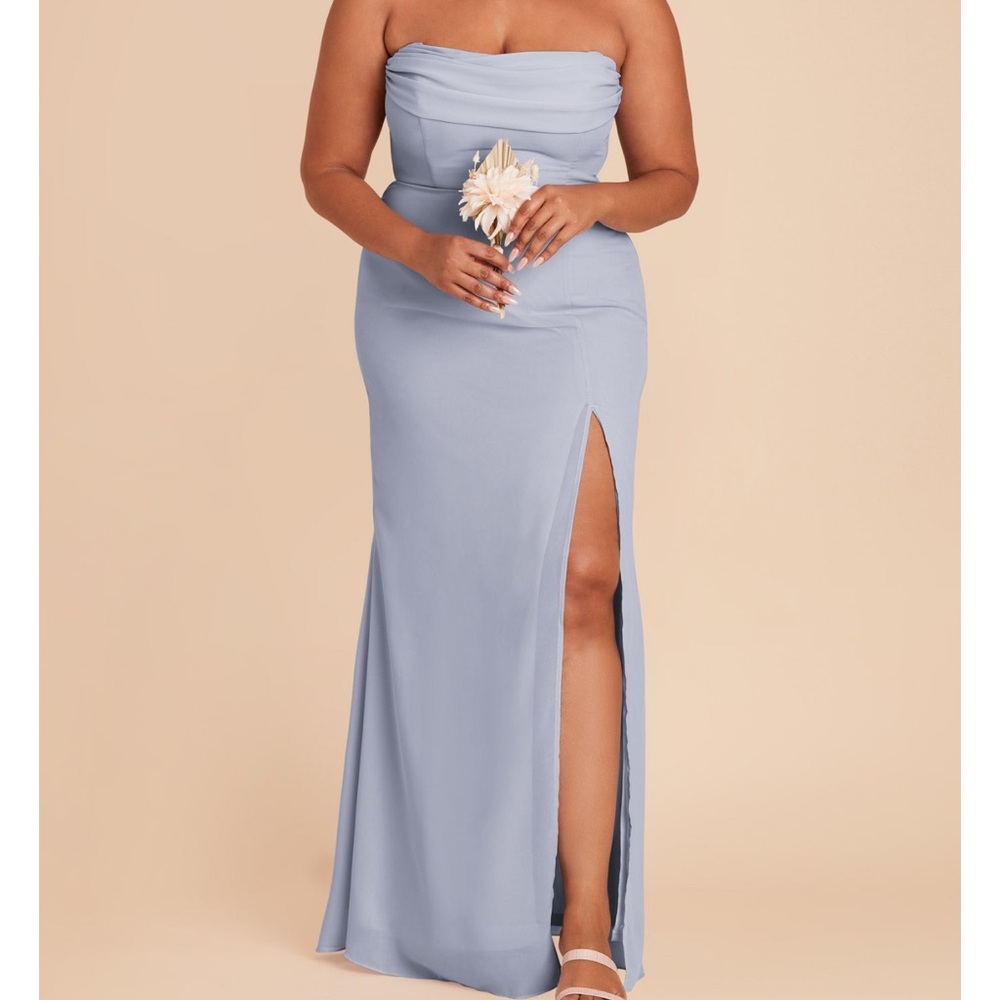 Elegant Strapless Maxi Dress in Light Blue